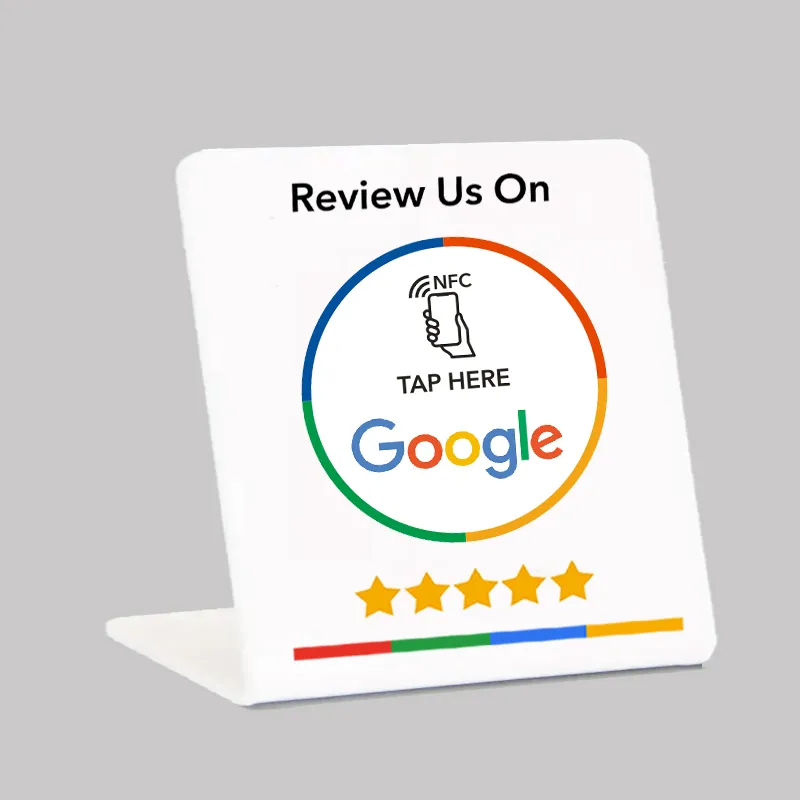 White Google Review Stand Display
